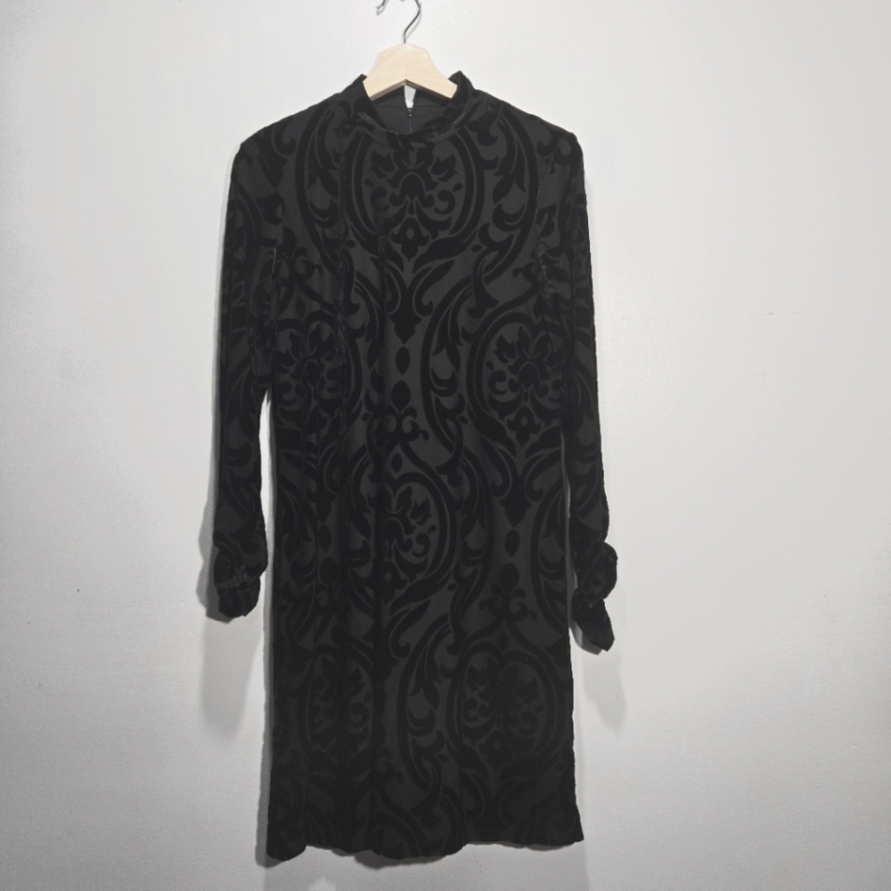 NEW Black Velvety Burnout Dress 8